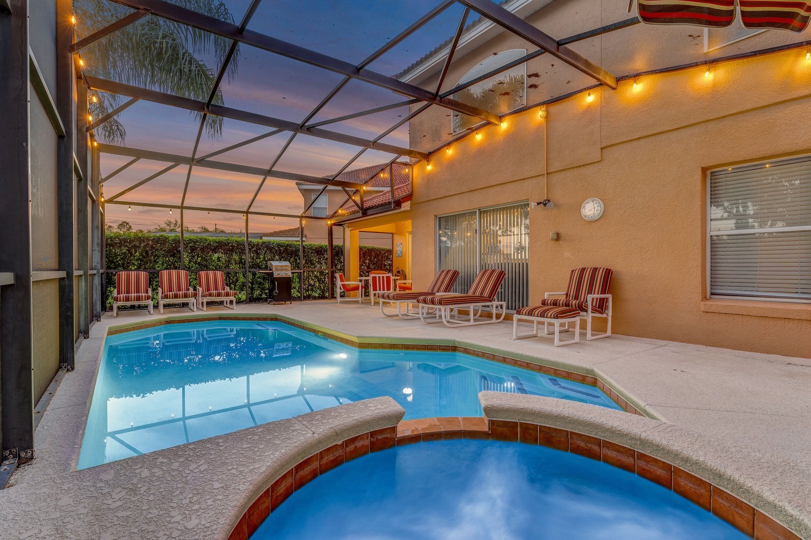 Indulge in tranquility, your private pool and hot tub await