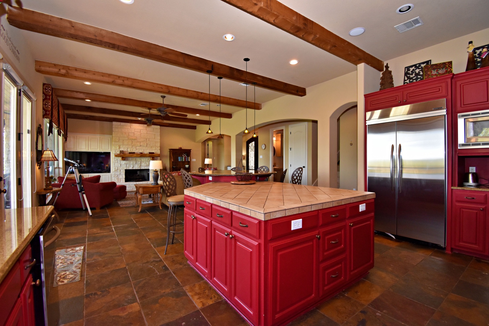 Large kitchen island with counter seating