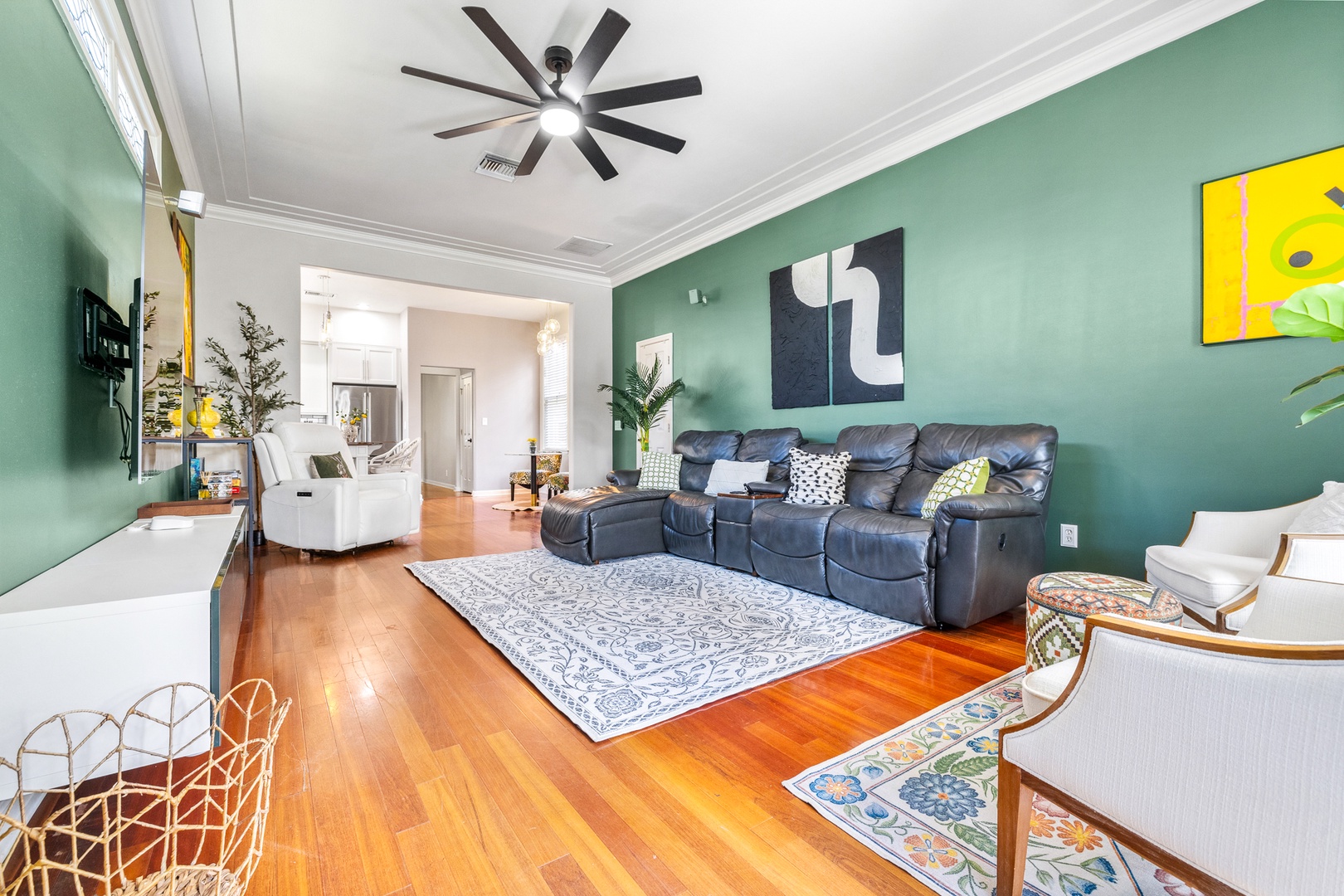 Living area with reclining seats and Smart TV