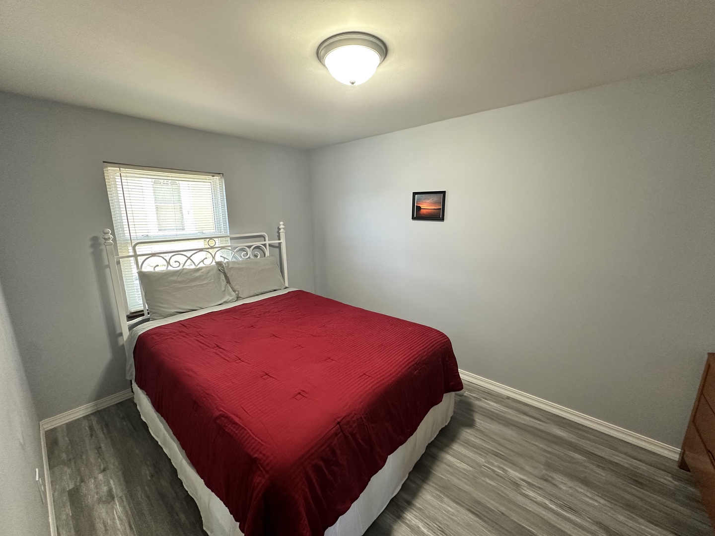 The lower level bedroom retreat offers a second queen sized beds