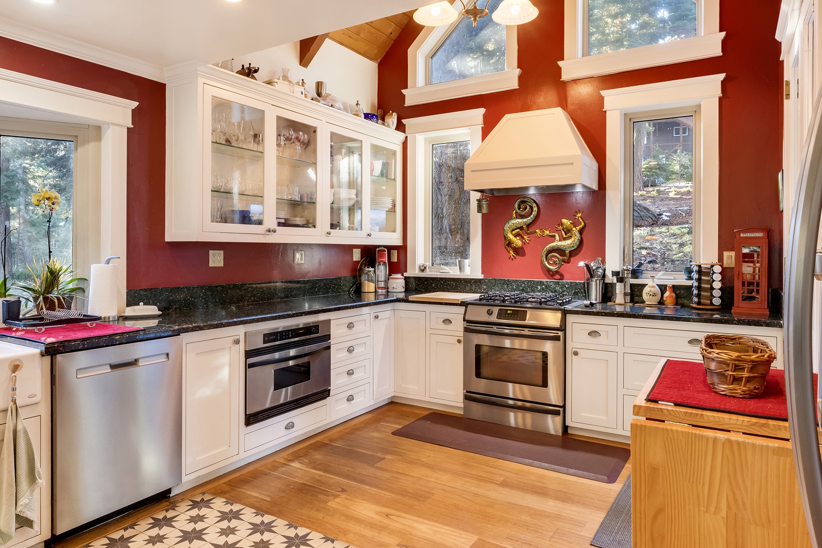 The kitchen offers ample storage space & all the comforts of home