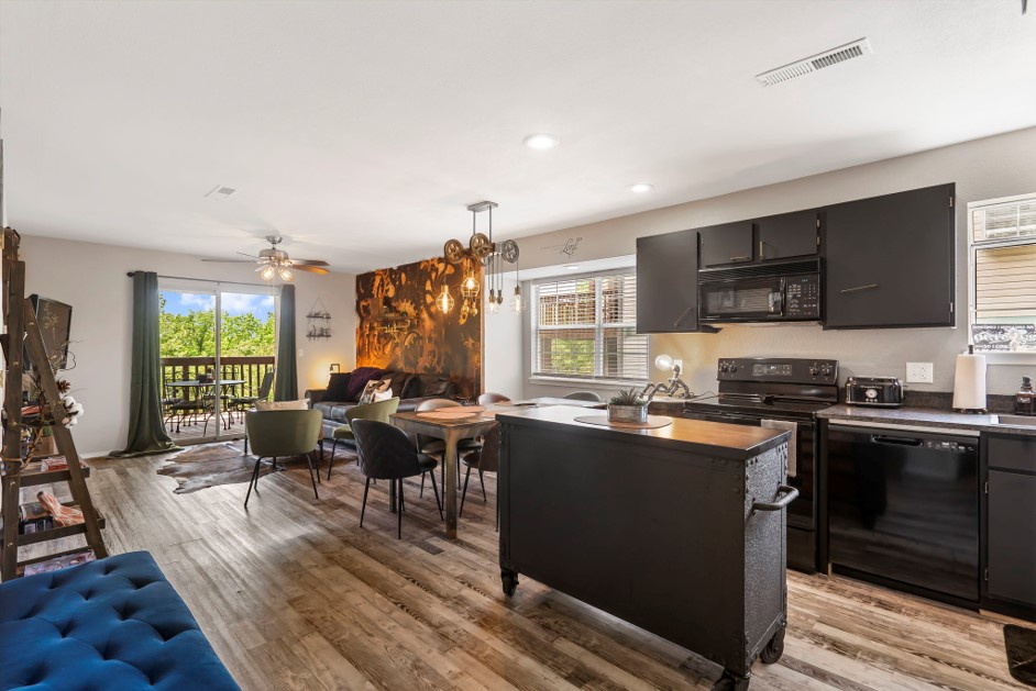 Unit 4 – This open concept condo offers space for everyone and fantastic steampunk details
