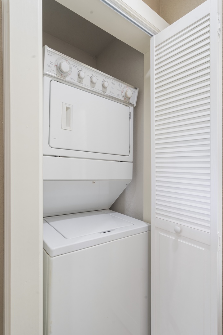 Washer and dryer within unit accessible for use