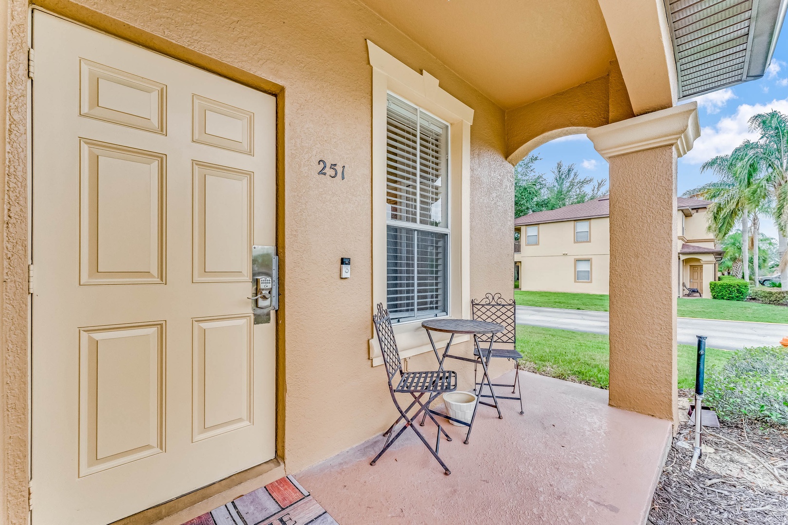 This charming townhouse is equipped with keyless entry for your convenience