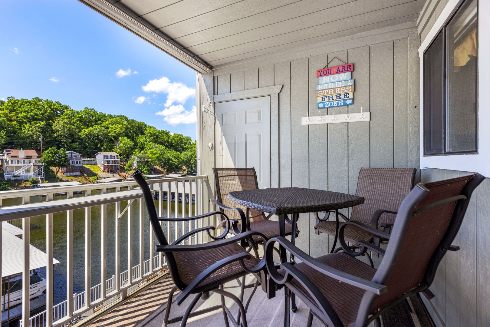 Lounge the day away or dine alfresco with water views on the deck?