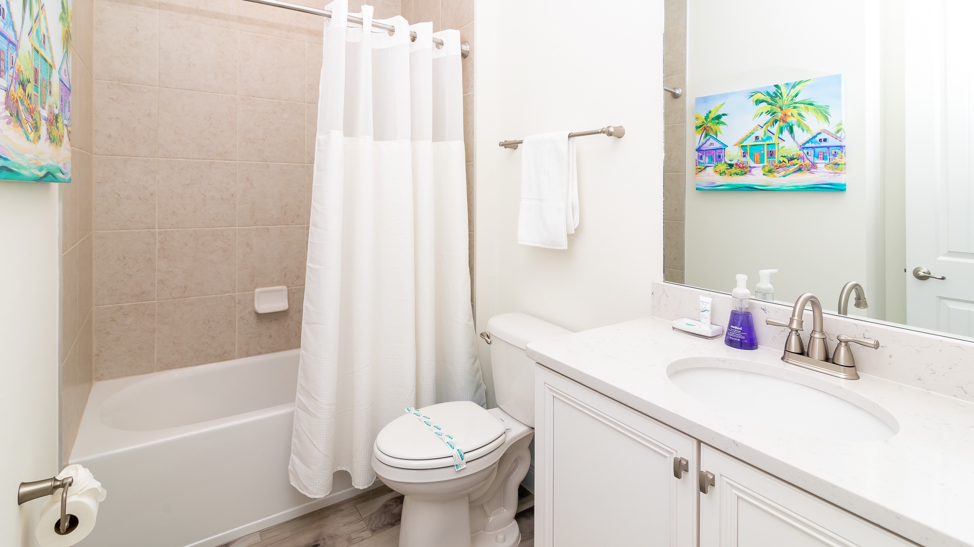 Bathroom 2: This 2nd Floor Bathroom offers a Single Vanity and Shower/Tub Combo (jack & jill)