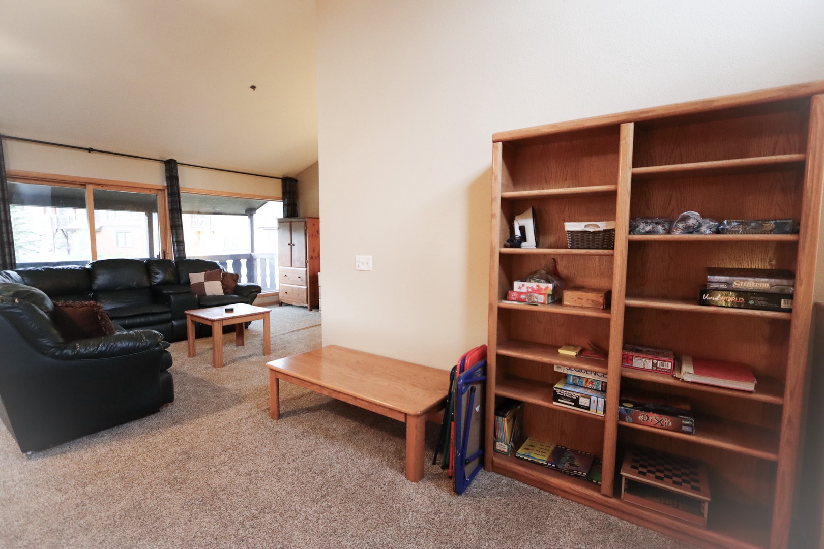 Lounge or unleash your competitive side with board games in the large loft