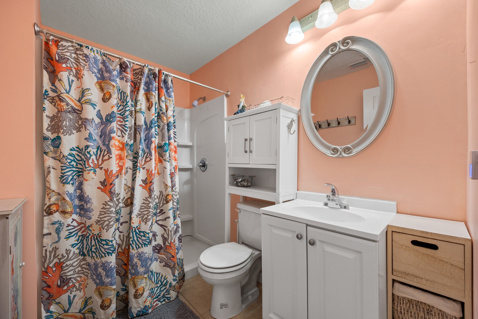 Shared bathroom with stand-up shower