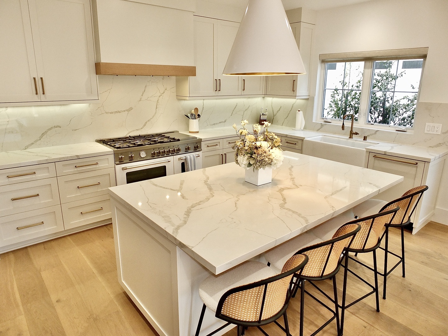 The elegant kitchen is a chef’s dream & offers every home comfort