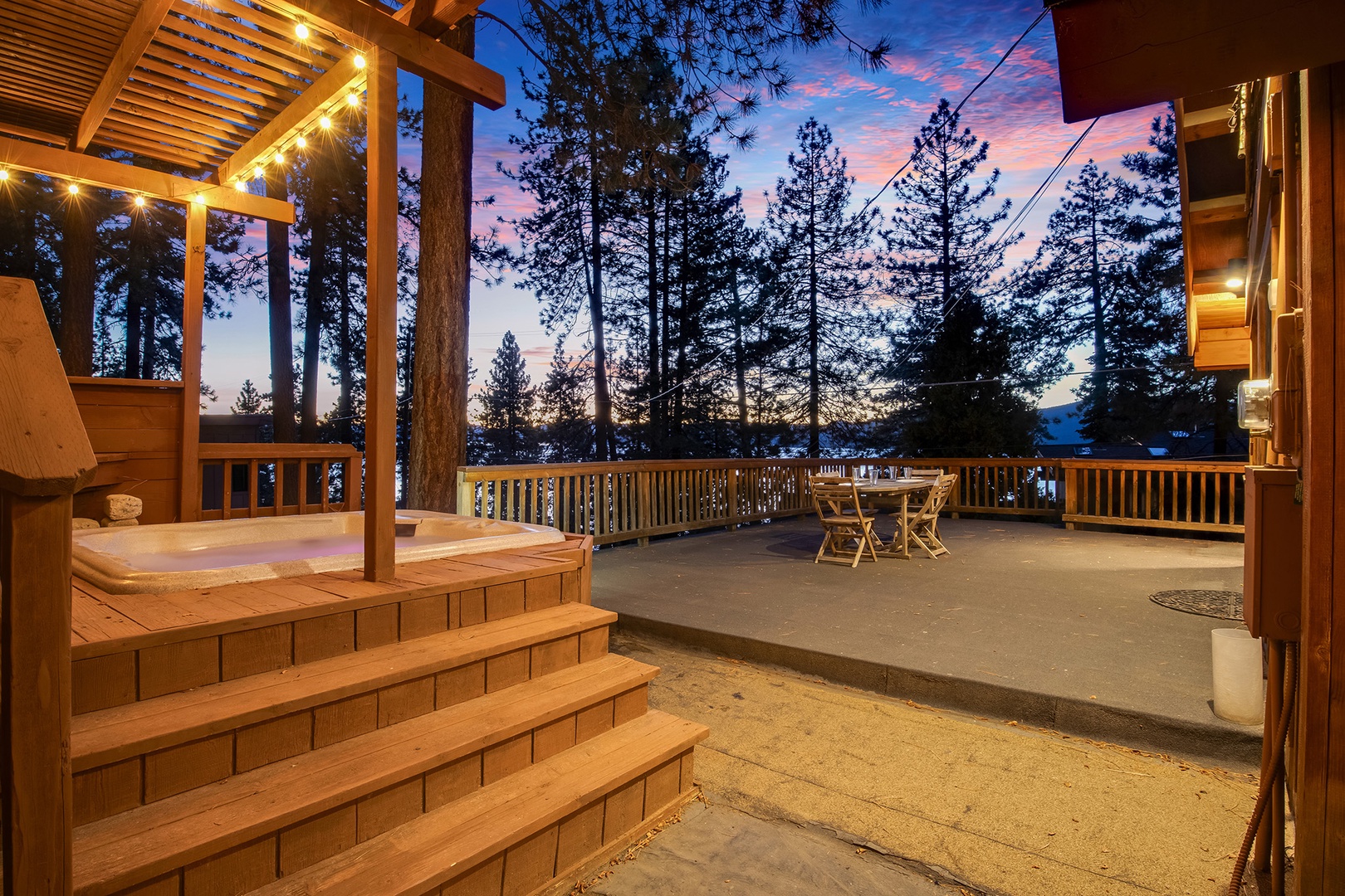 Take a soak in the private outdoor hot tub