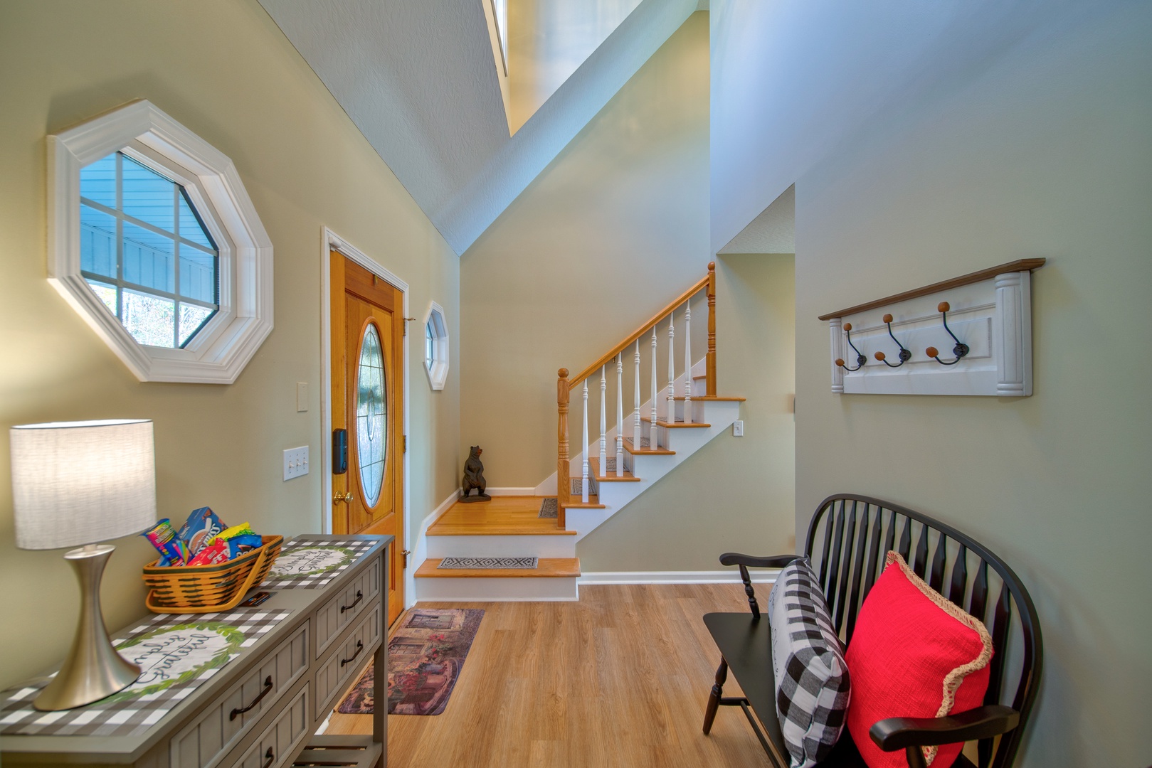 A bright, airy entryway will welcome you home