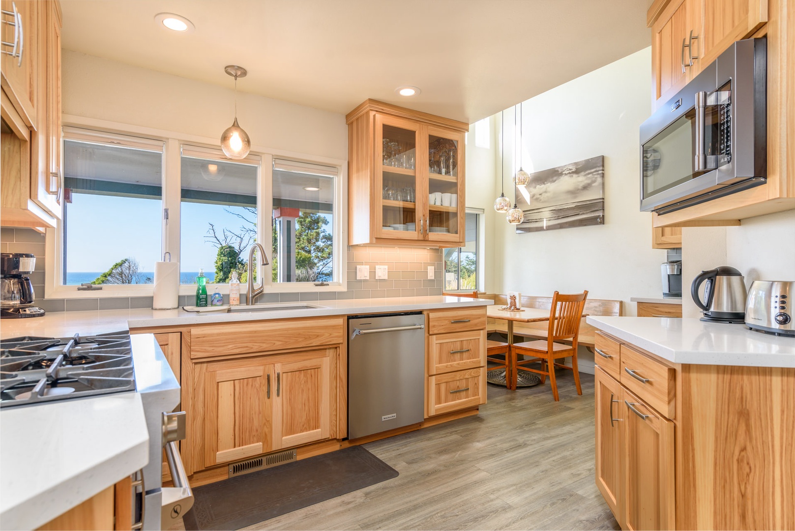 Fully equipped kitchen with stainless-steel appliances