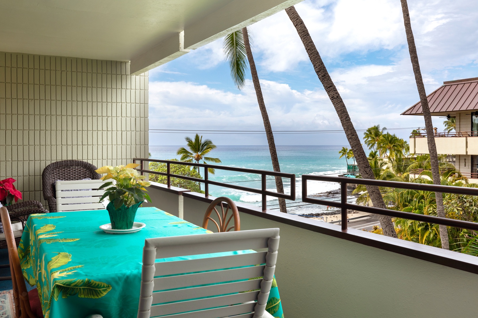 Lanai with pool & ocean view