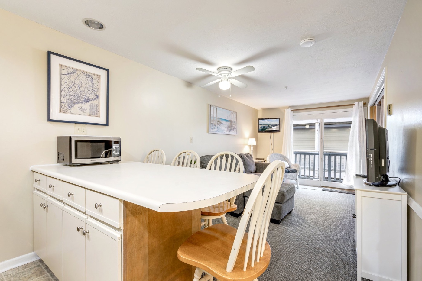 Counter seating at the full kitchen