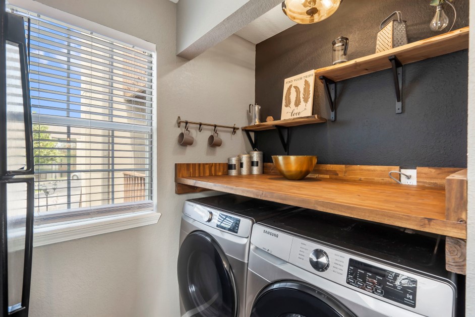 Unit 4 – Private Laundry is conveniently tucked away off the Kitchen