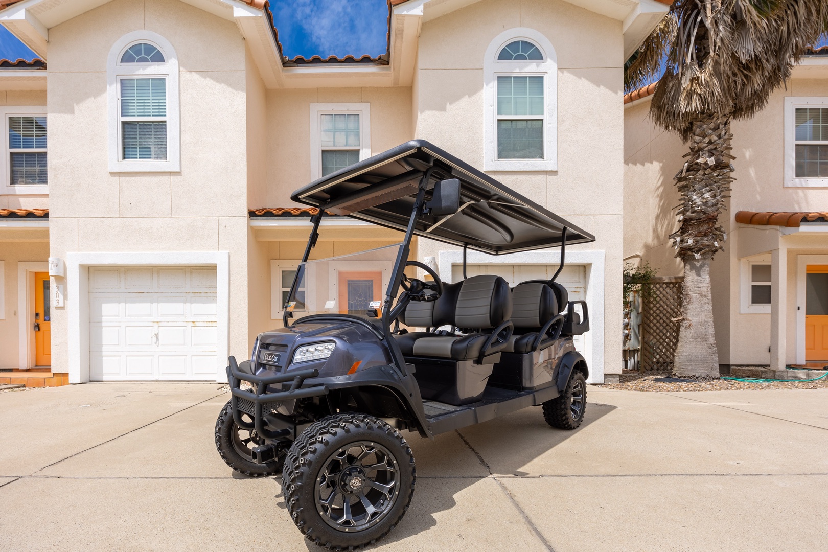 Cruise around the area with ease on the golf cart