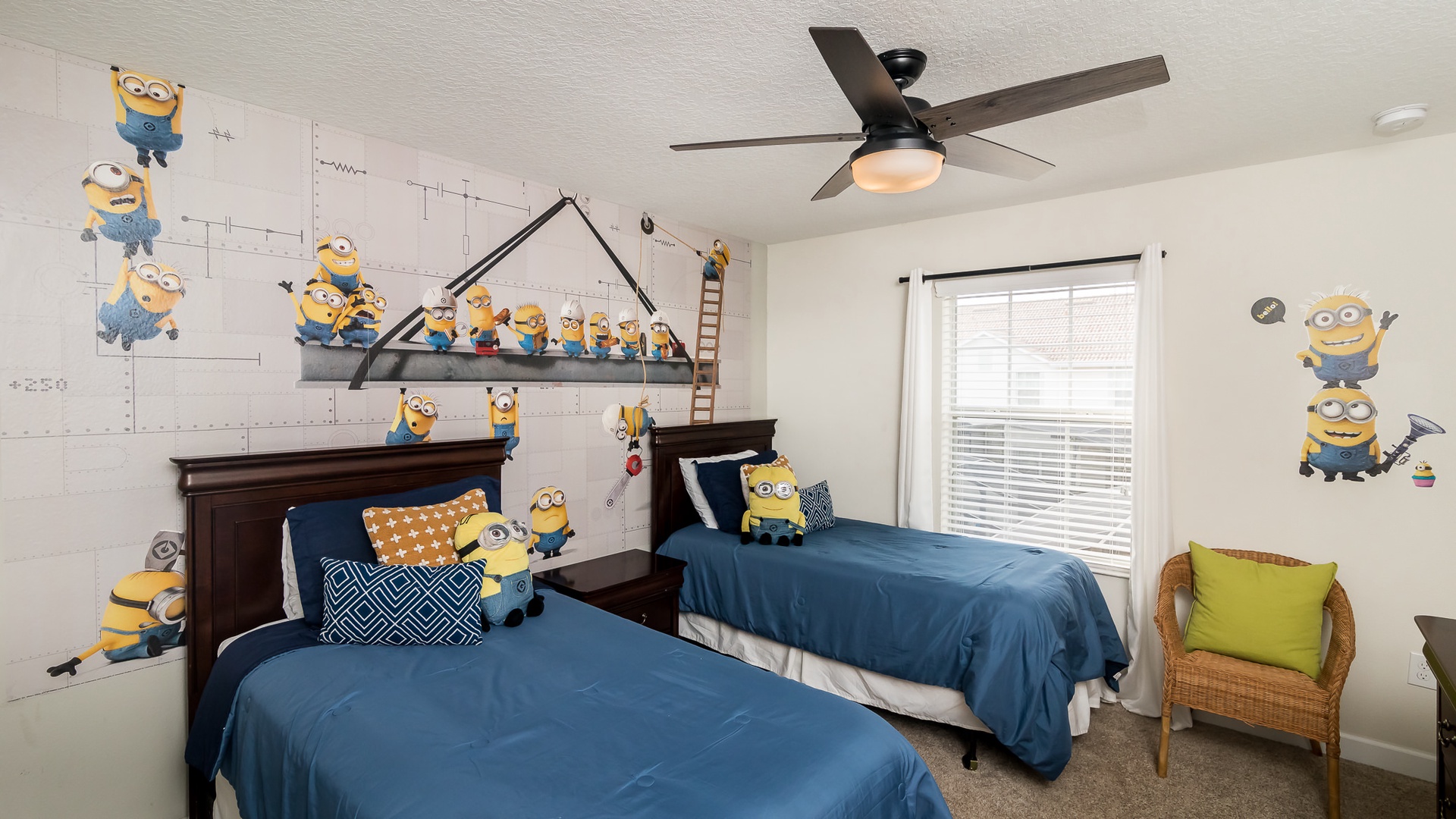 Bedroom 4 Minions themed with 2 Twin beds, and TV (2nd floor)