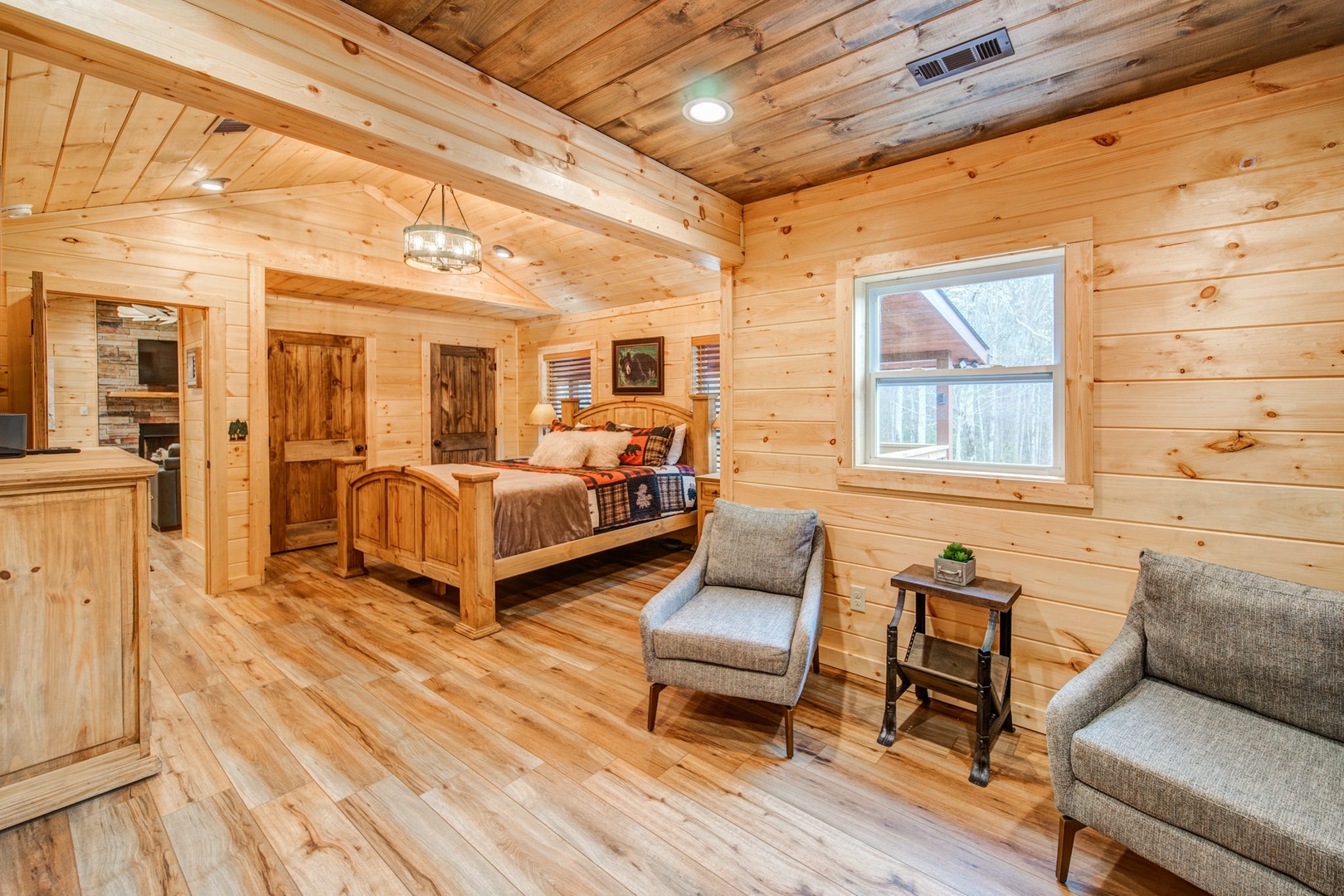 Extra large Master bedroom with Private fireplace seating