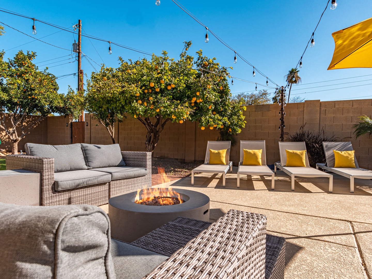 Ample seating around a fire pit