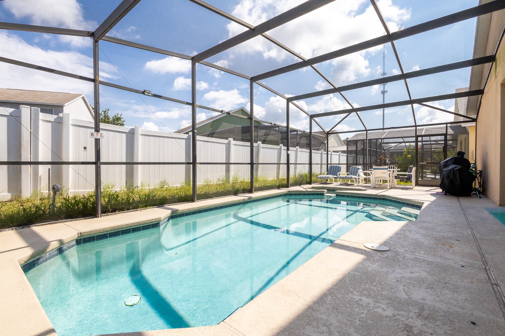 Make a splash or lounge the day away under the lanai at your private pool!