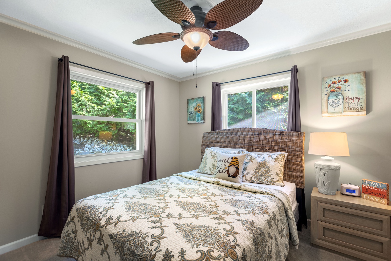 A second comfy queen bed awaits in this 1st-floor bedroom