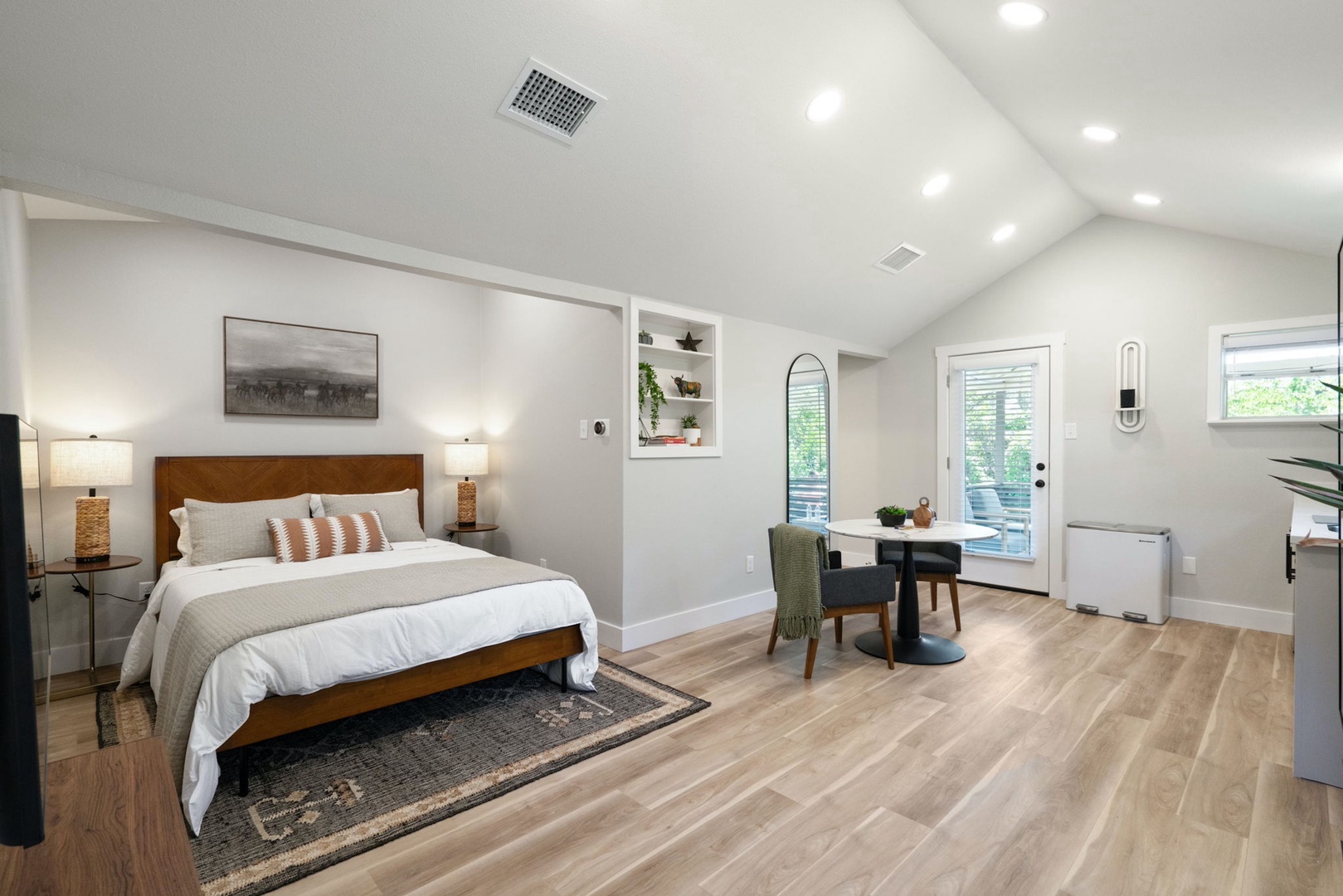 Enjoy the open, airy layout of the Studio’s bedroom & living spaces