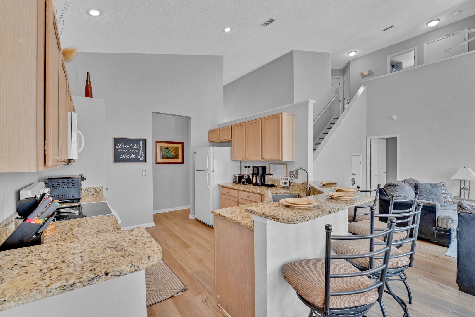 Counter seating at the full kitchen