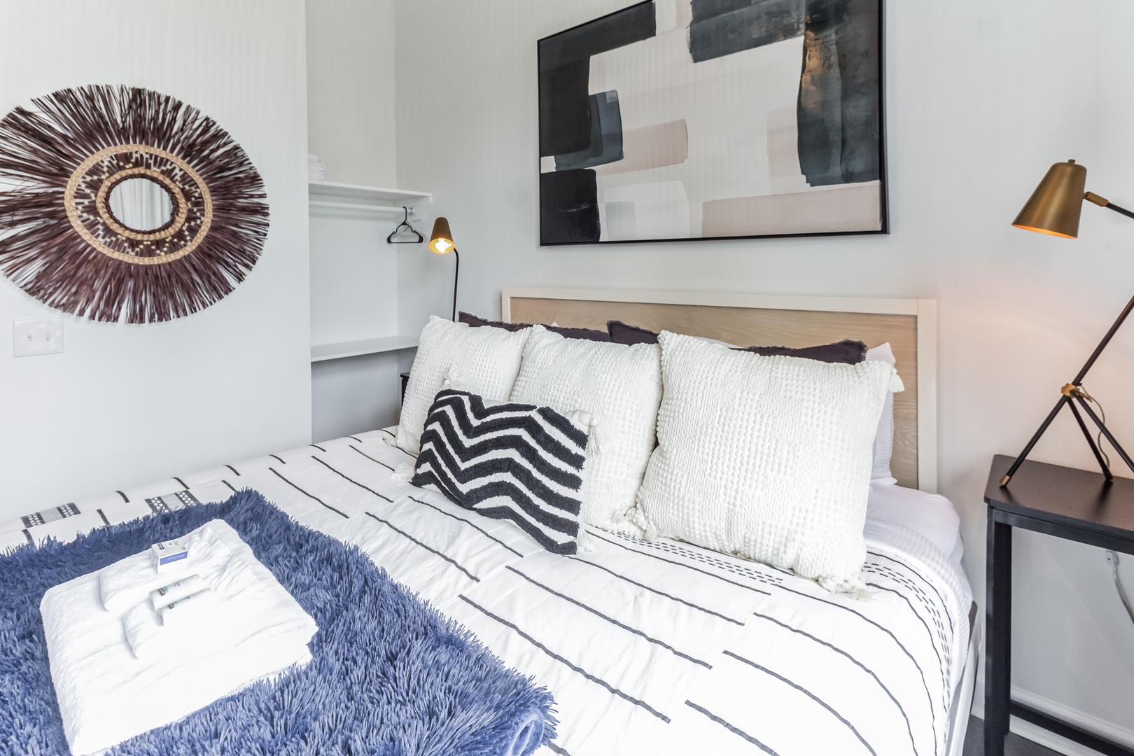 Unit C1: The private bedroom offers a luxurious king-sized bed & Smart TV