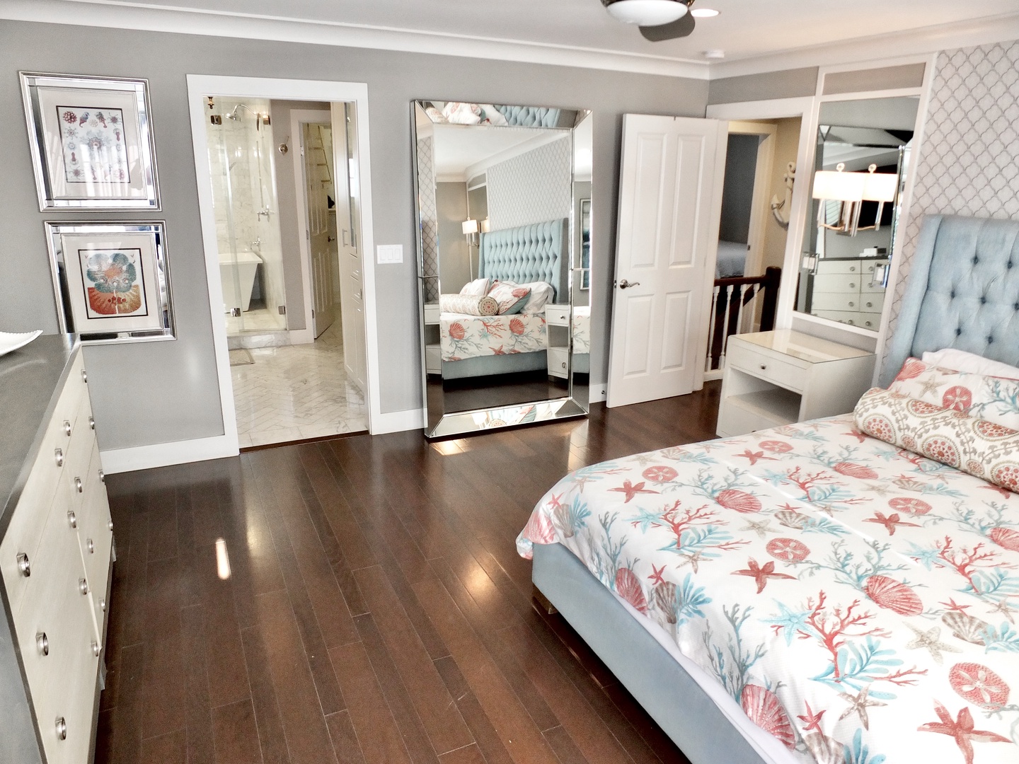 This luxurious queen suite includes patio access & a Smart TV
