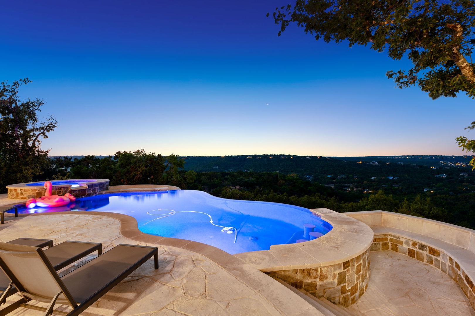 Spend your evenings lounging by the pool or making a splash with a view