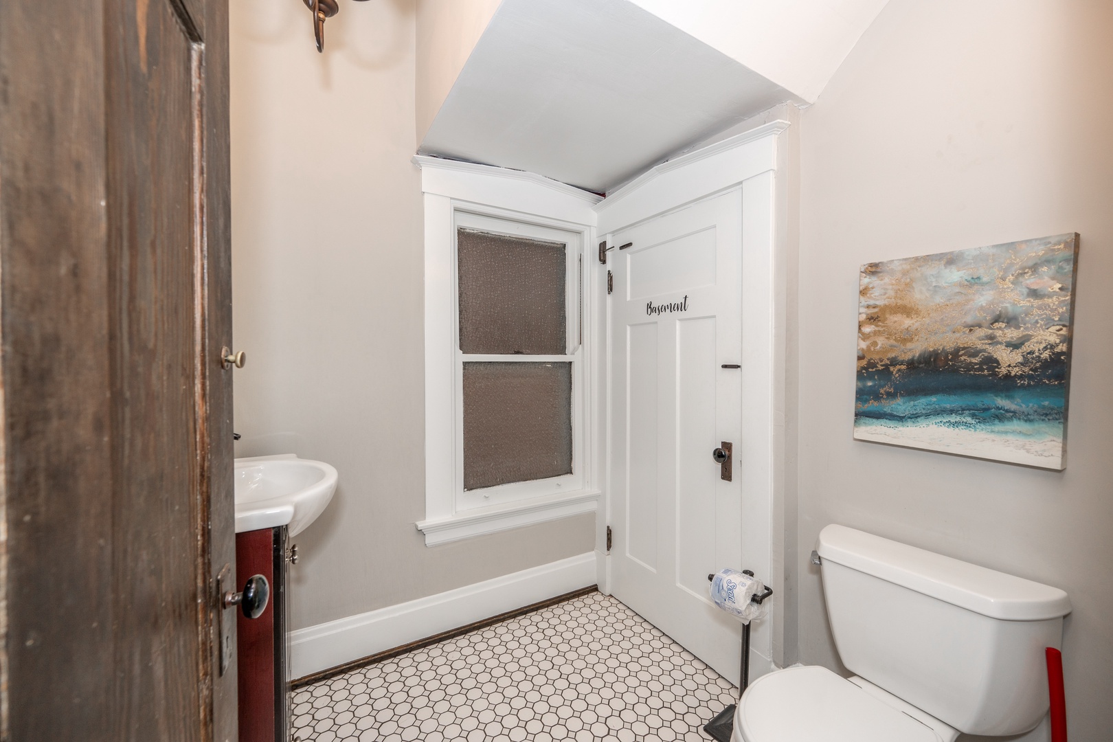 A convenient powder room is available on the first floor