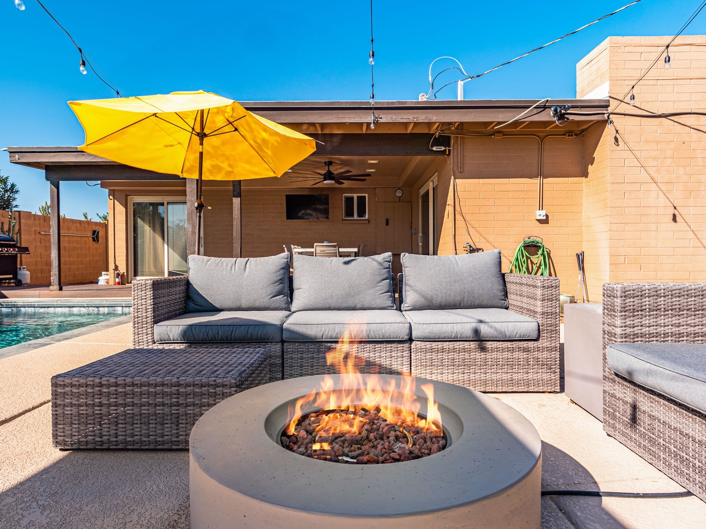 Ample seating around a fire pit