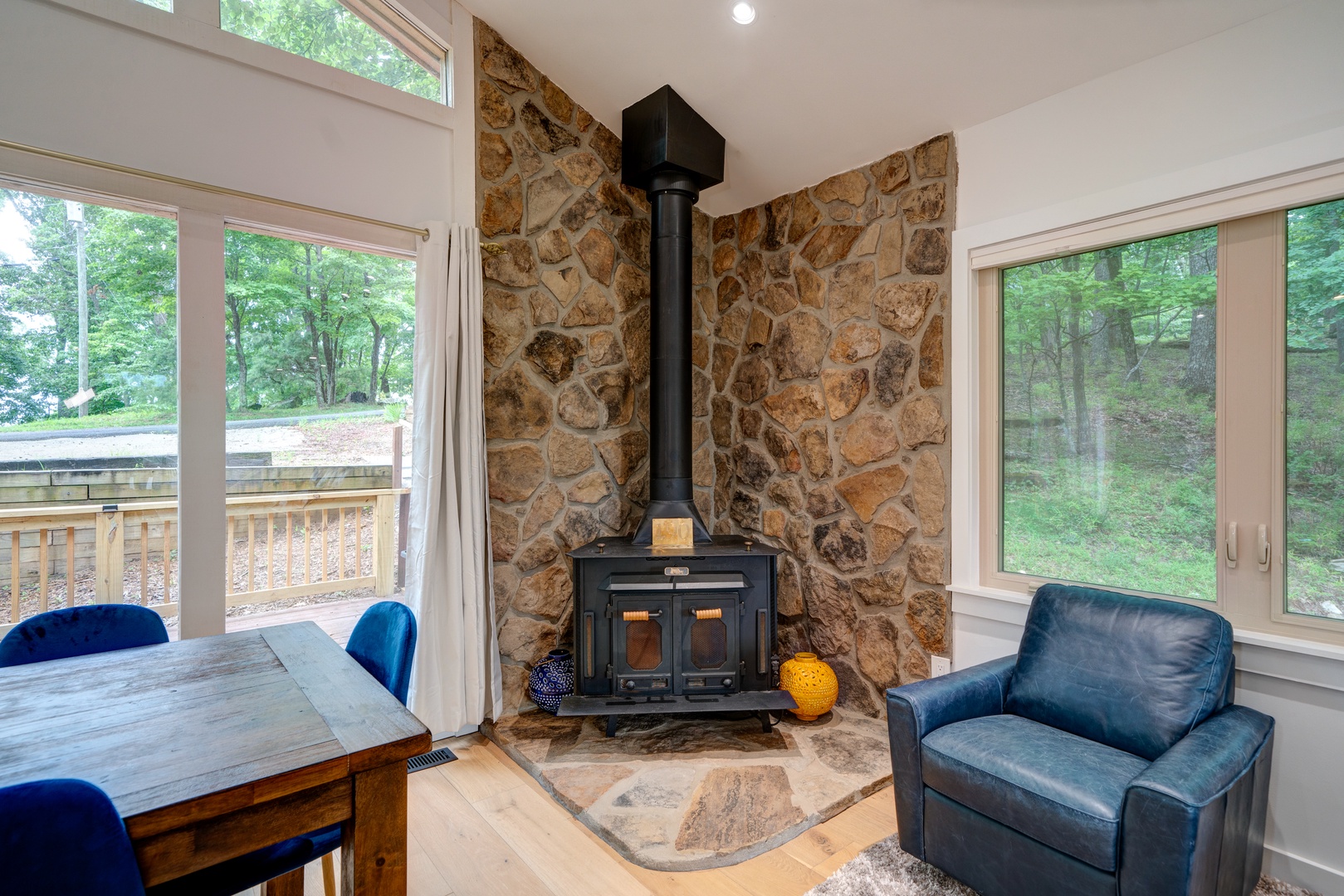 Keep cozy & warm by the wood-burning stove