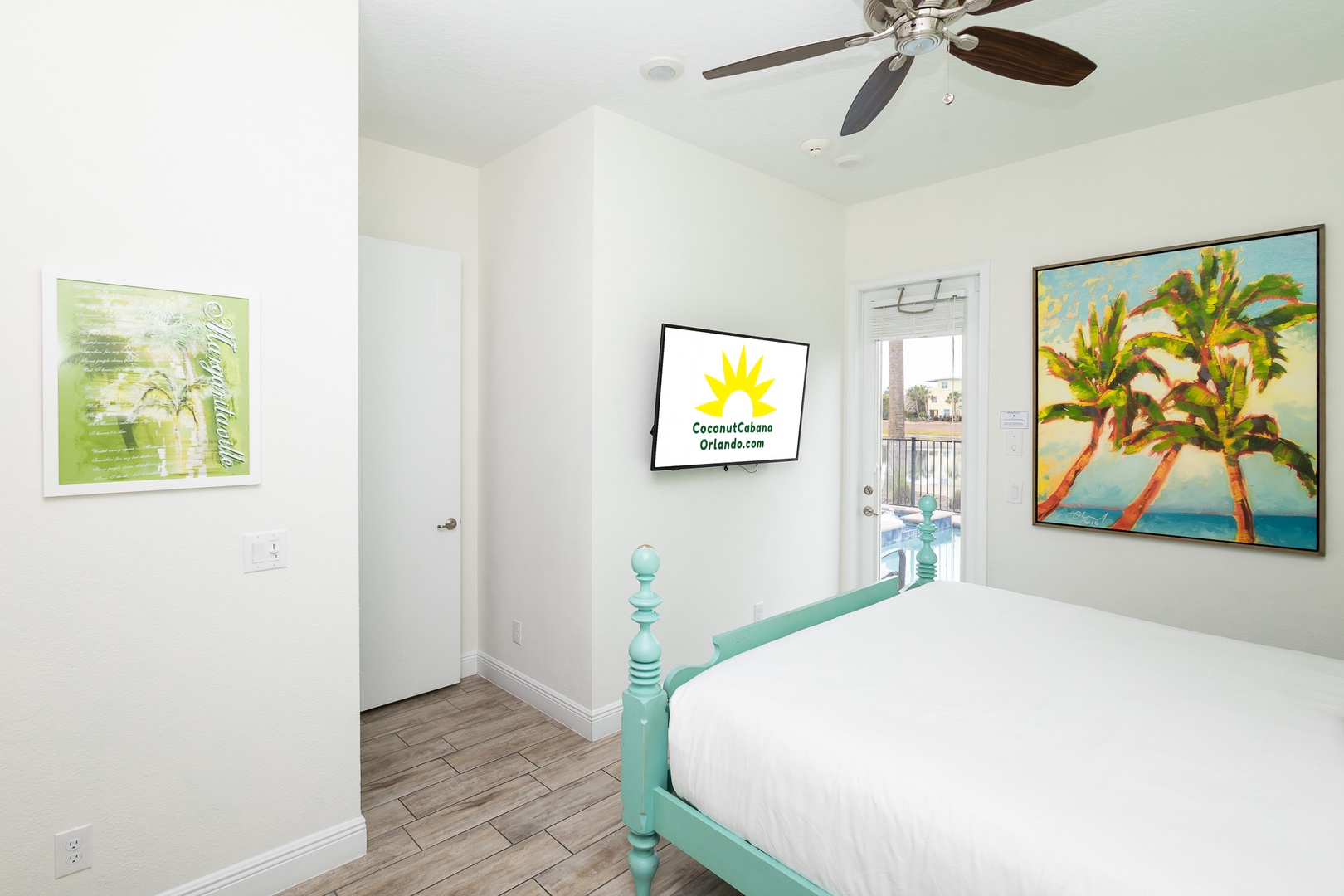 Recharge in this first floor king suite, with a private ensuite, patio access & smart TV