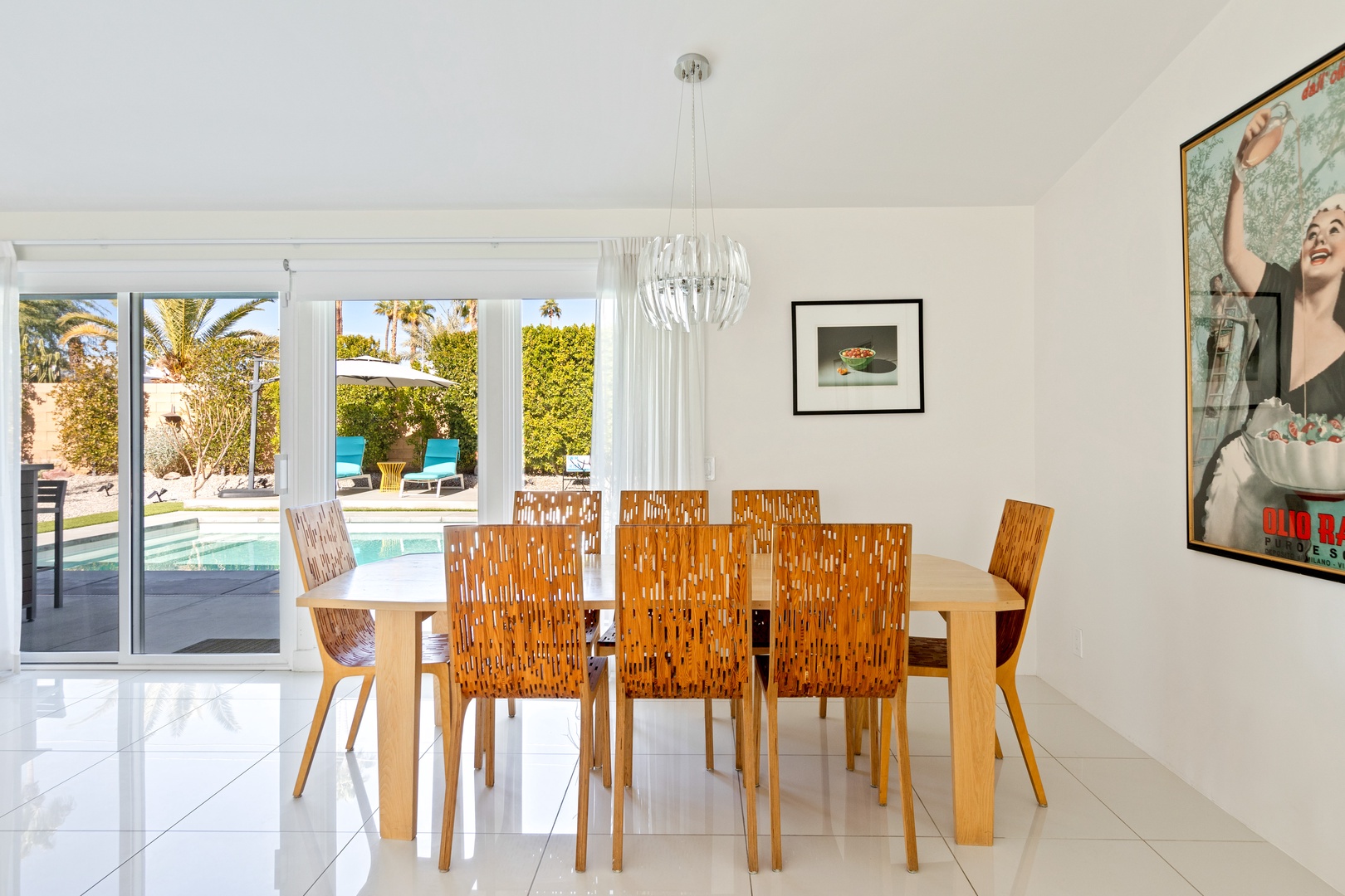 Dining table with seating for 8 -- pool views