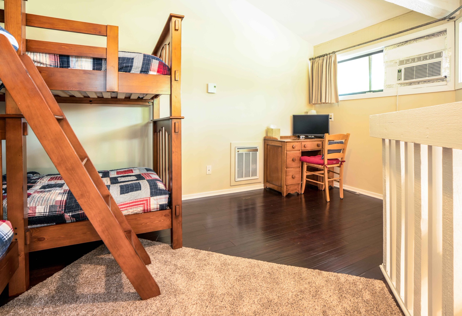 Loft with 2 twin/twin bunk beds, and workstation