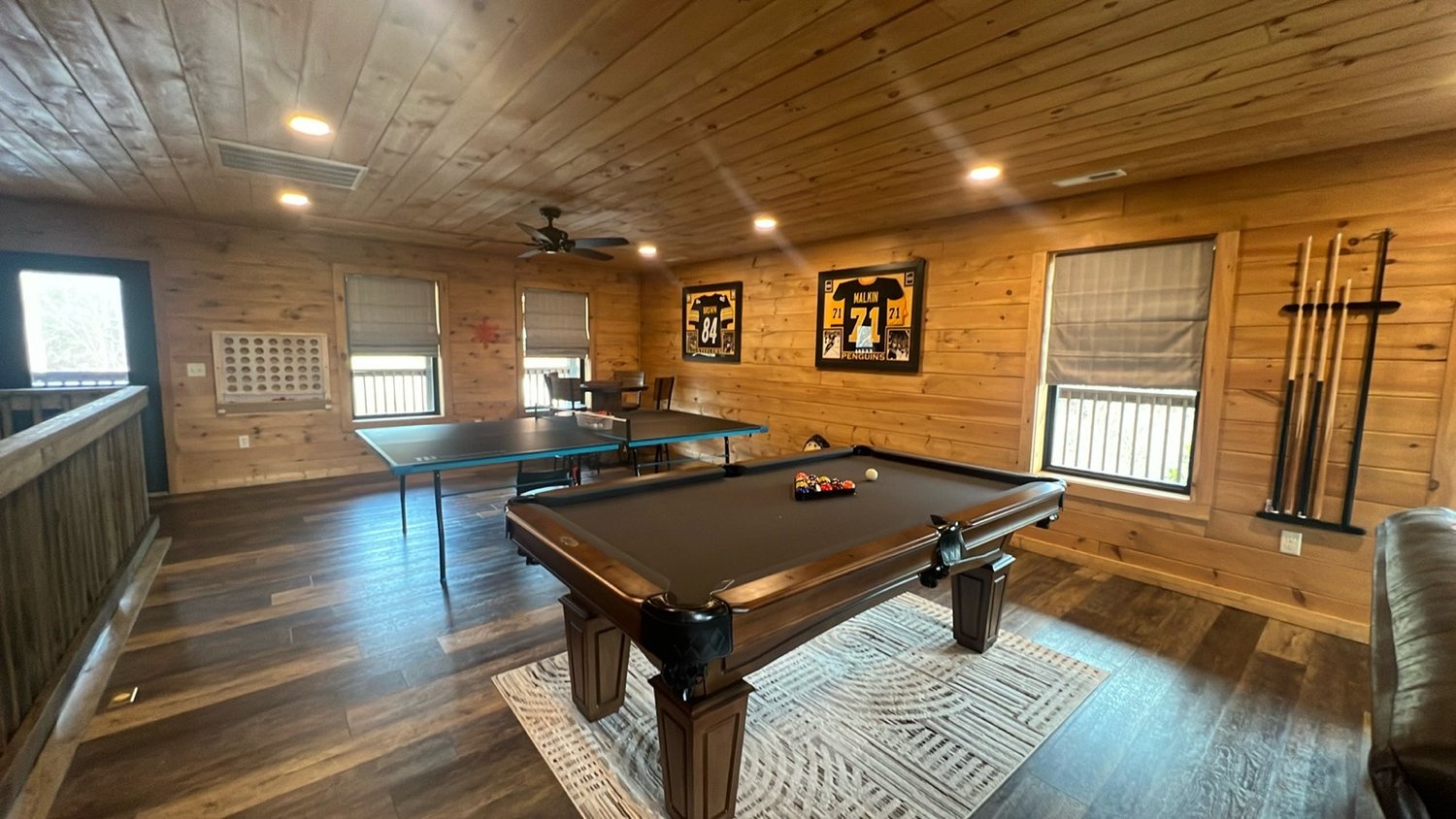 Upstairs Family room with ping pong and pool table