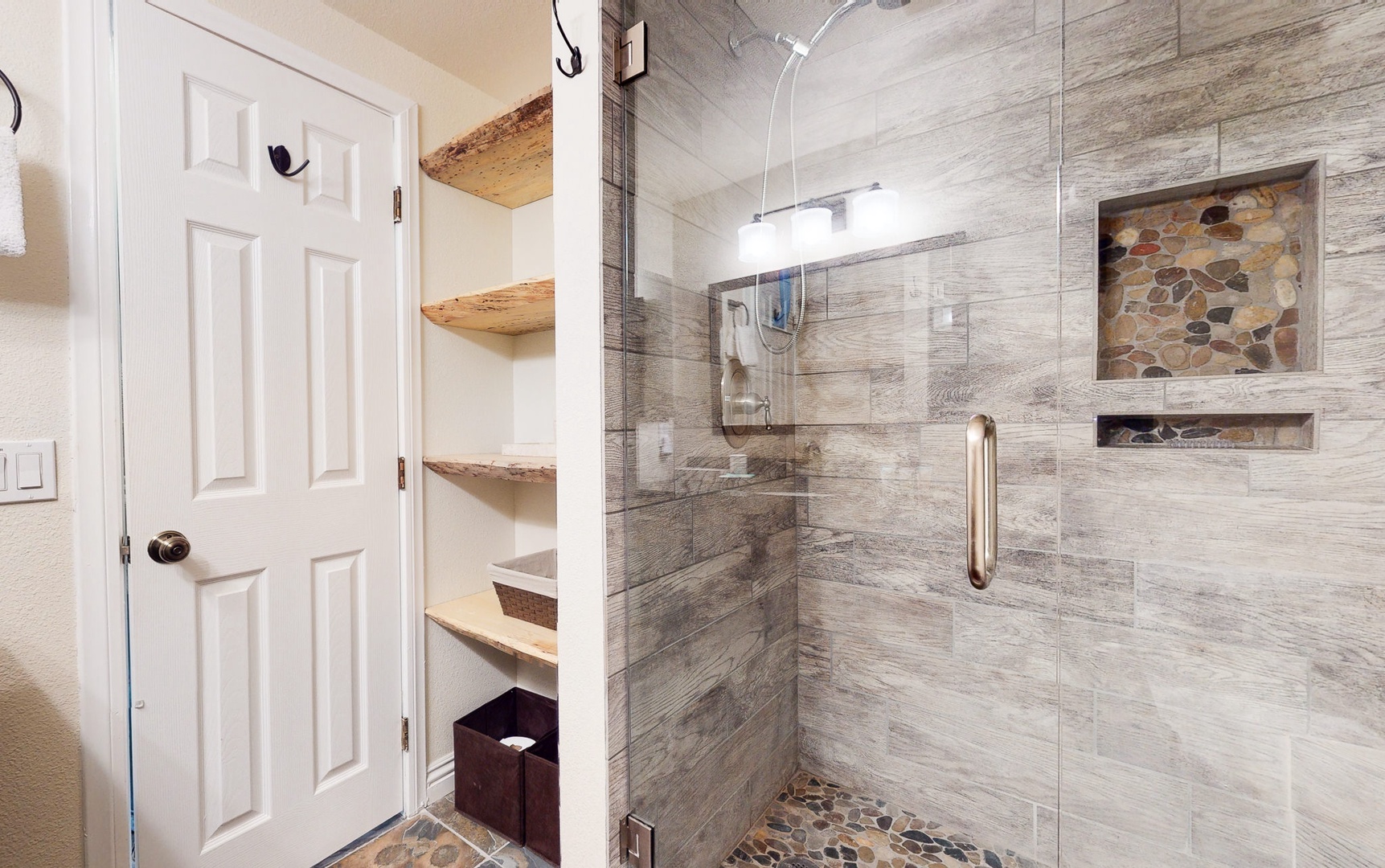 Shared bathroom with walk in shower