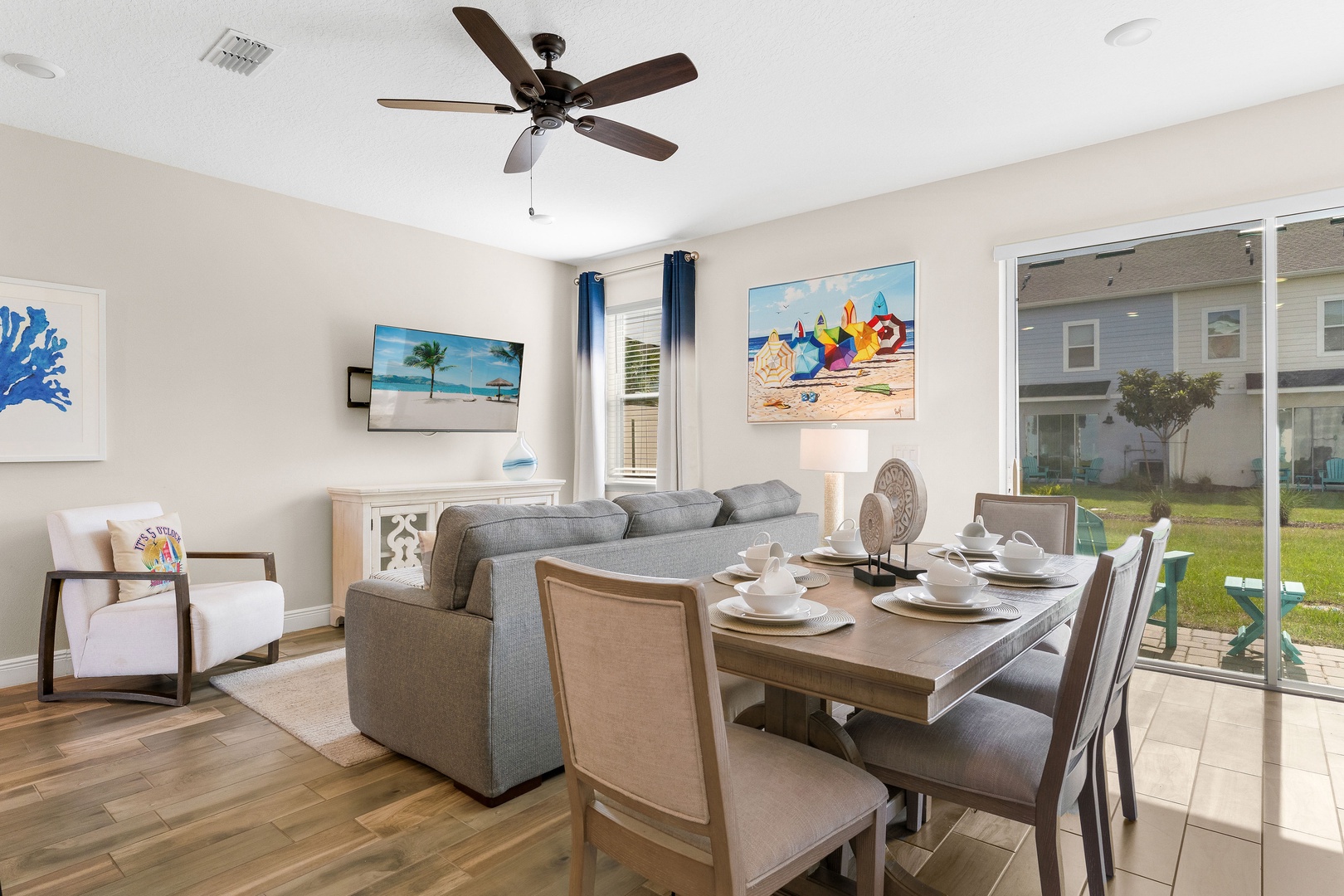 Dining table with seating for up to 7