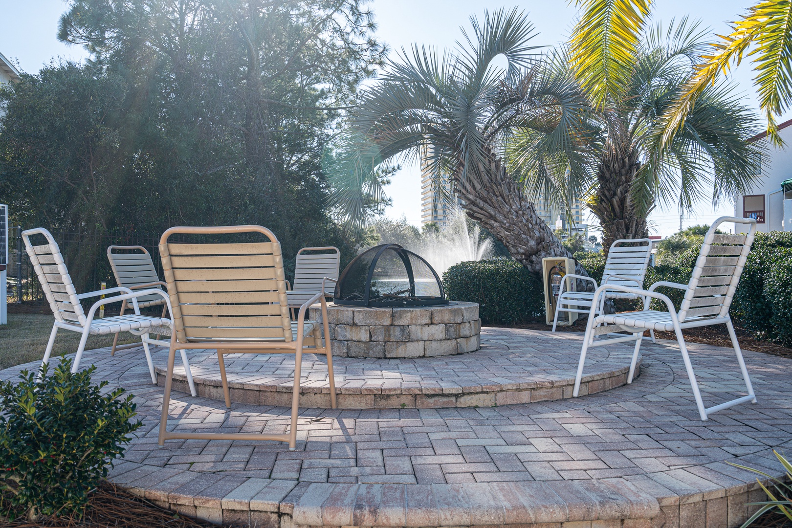 Gather around the community firepit & make memories during your stay