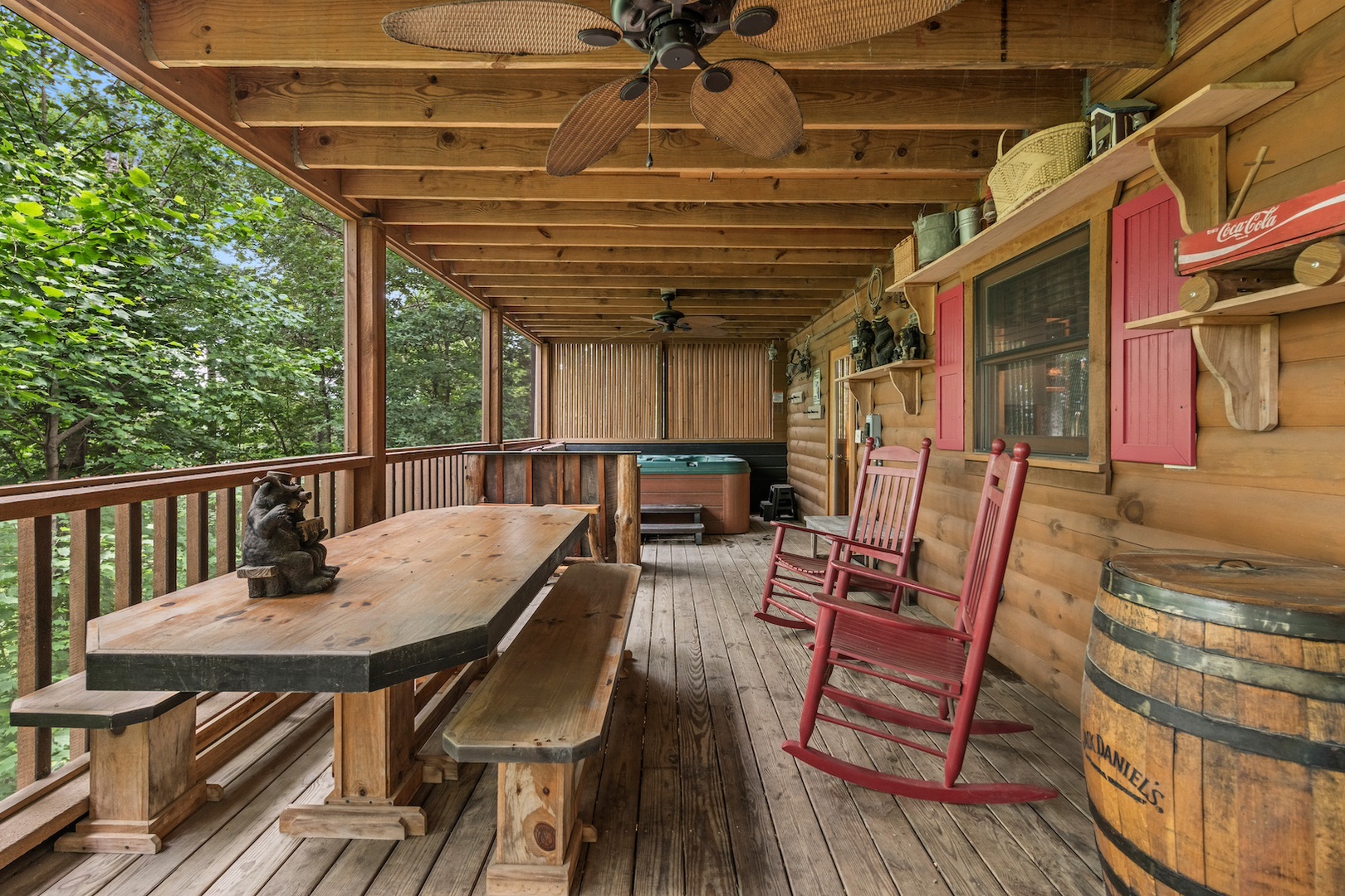 Deck off of the dining room grill, outdoor seating and hot tub