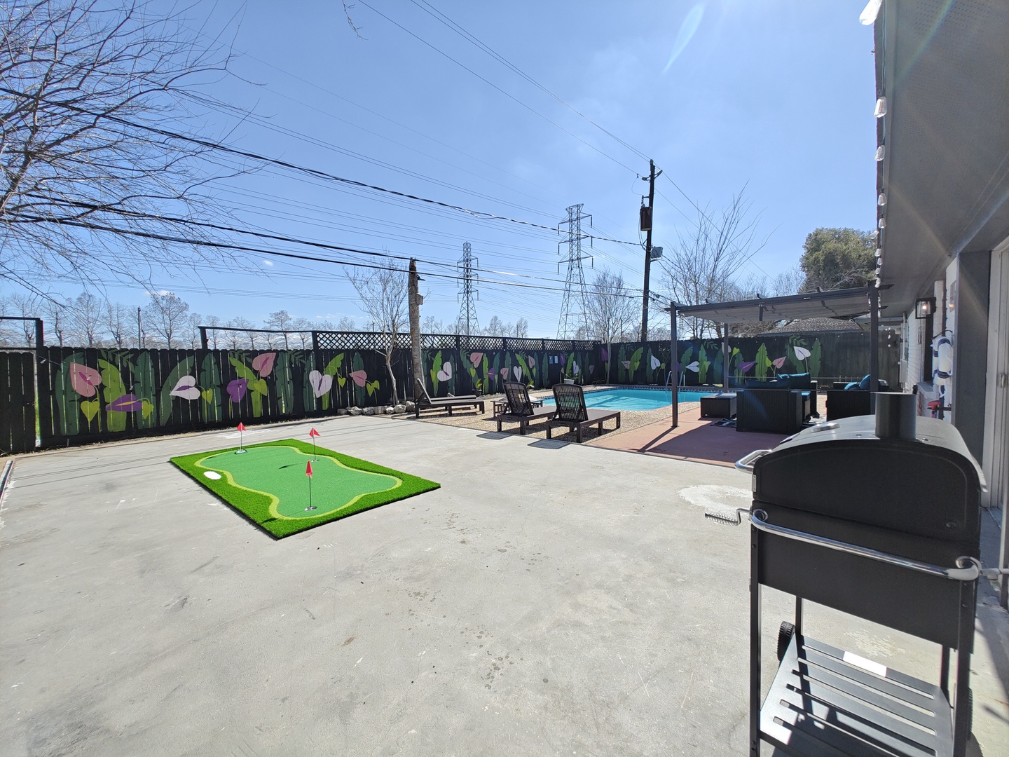 Practice your putt out back or make a splash in the sparkling pool!