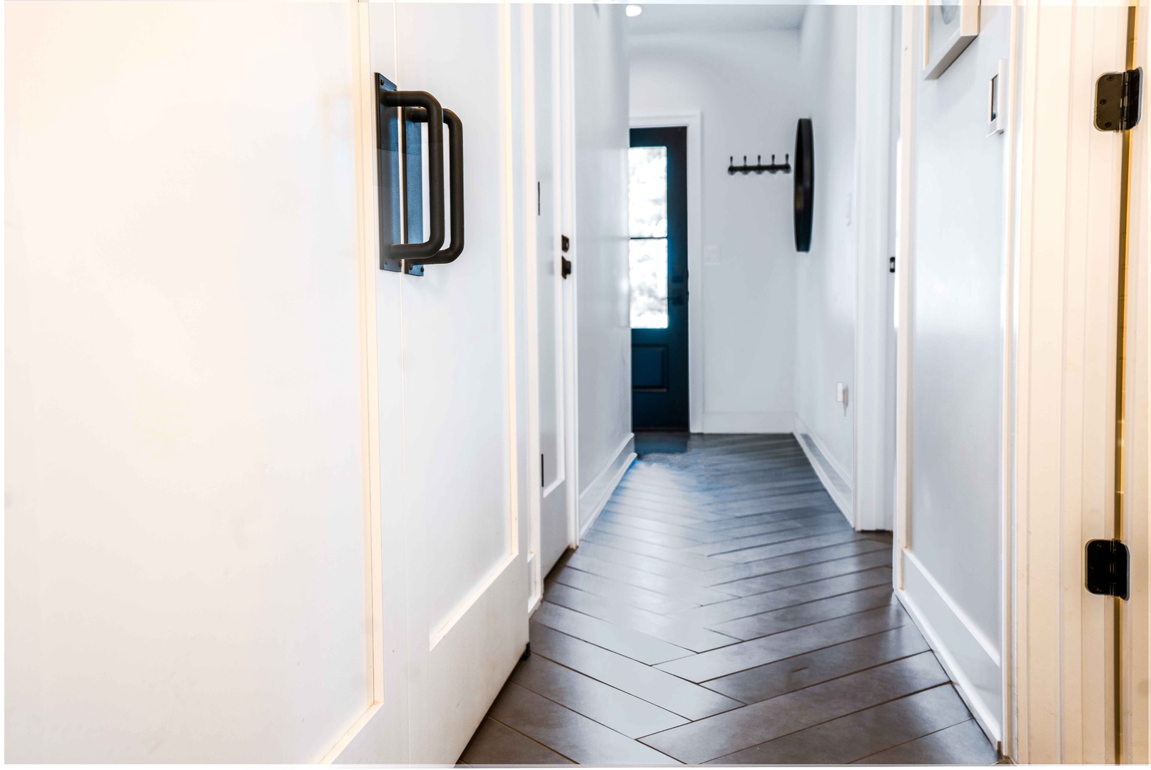 The bright and inviting entryway extends a warm welcome