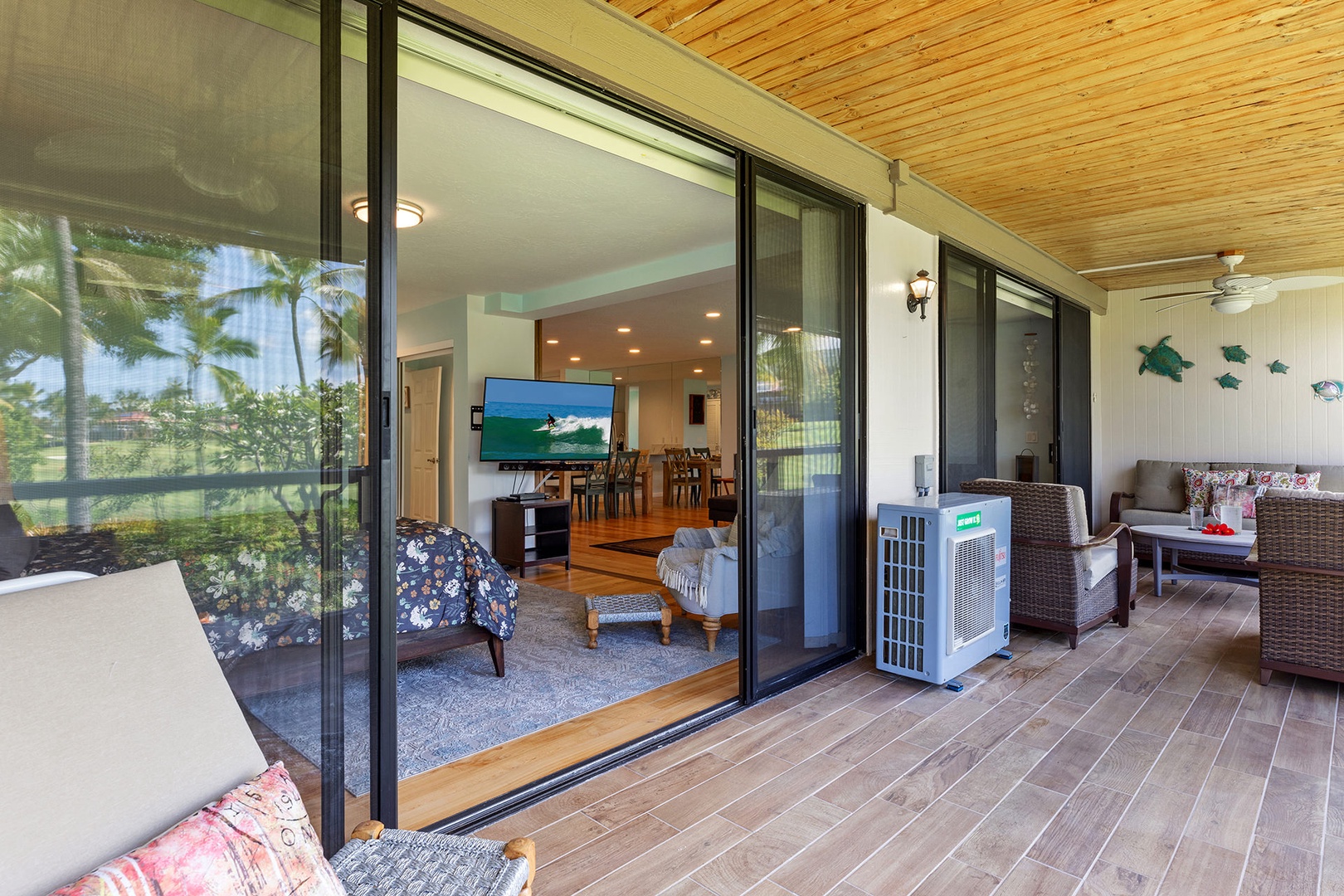 The sliding doors are the entrance to the fully and exquisitely furnished home