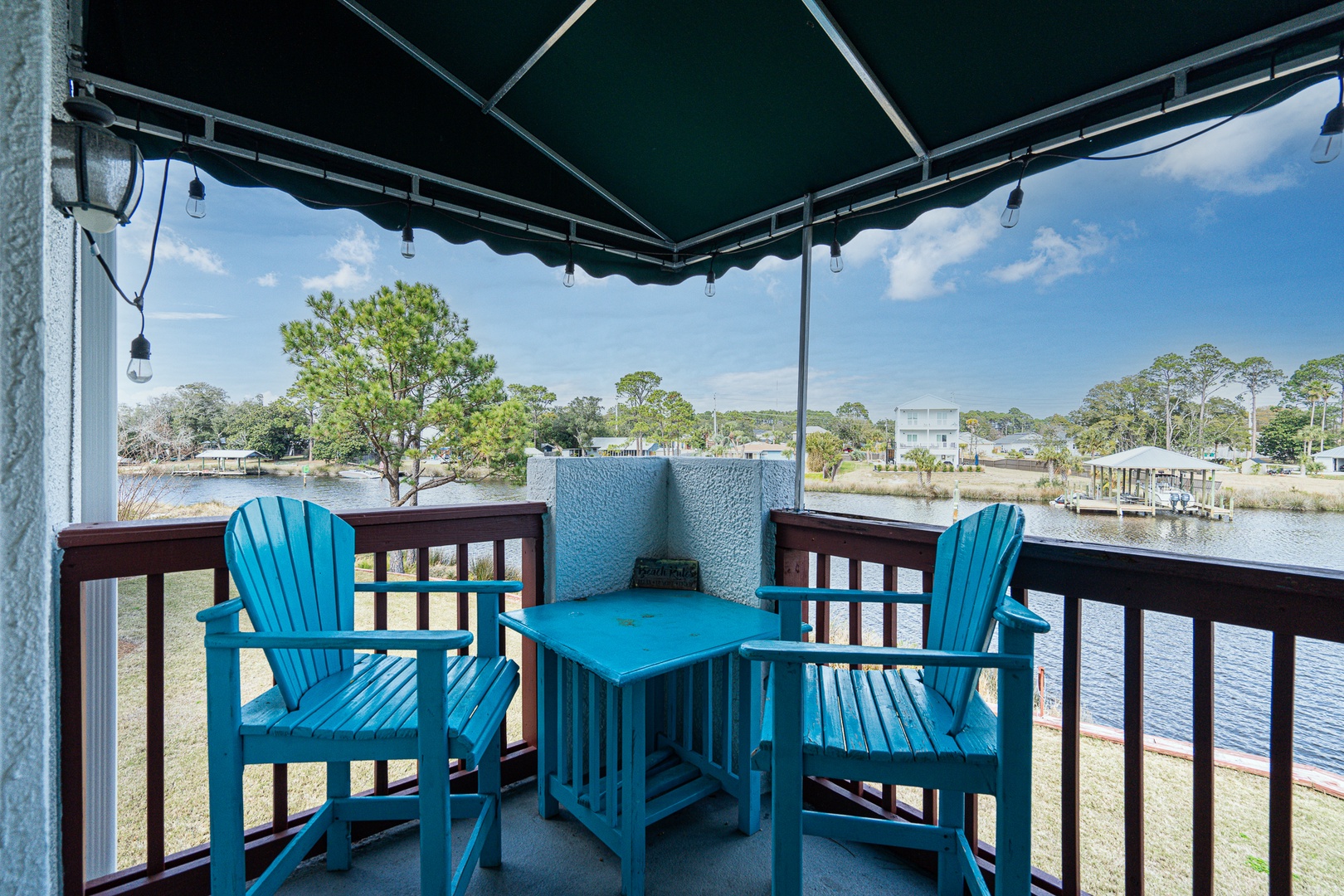 Unwind or dine alfresco with water views on the private balcony