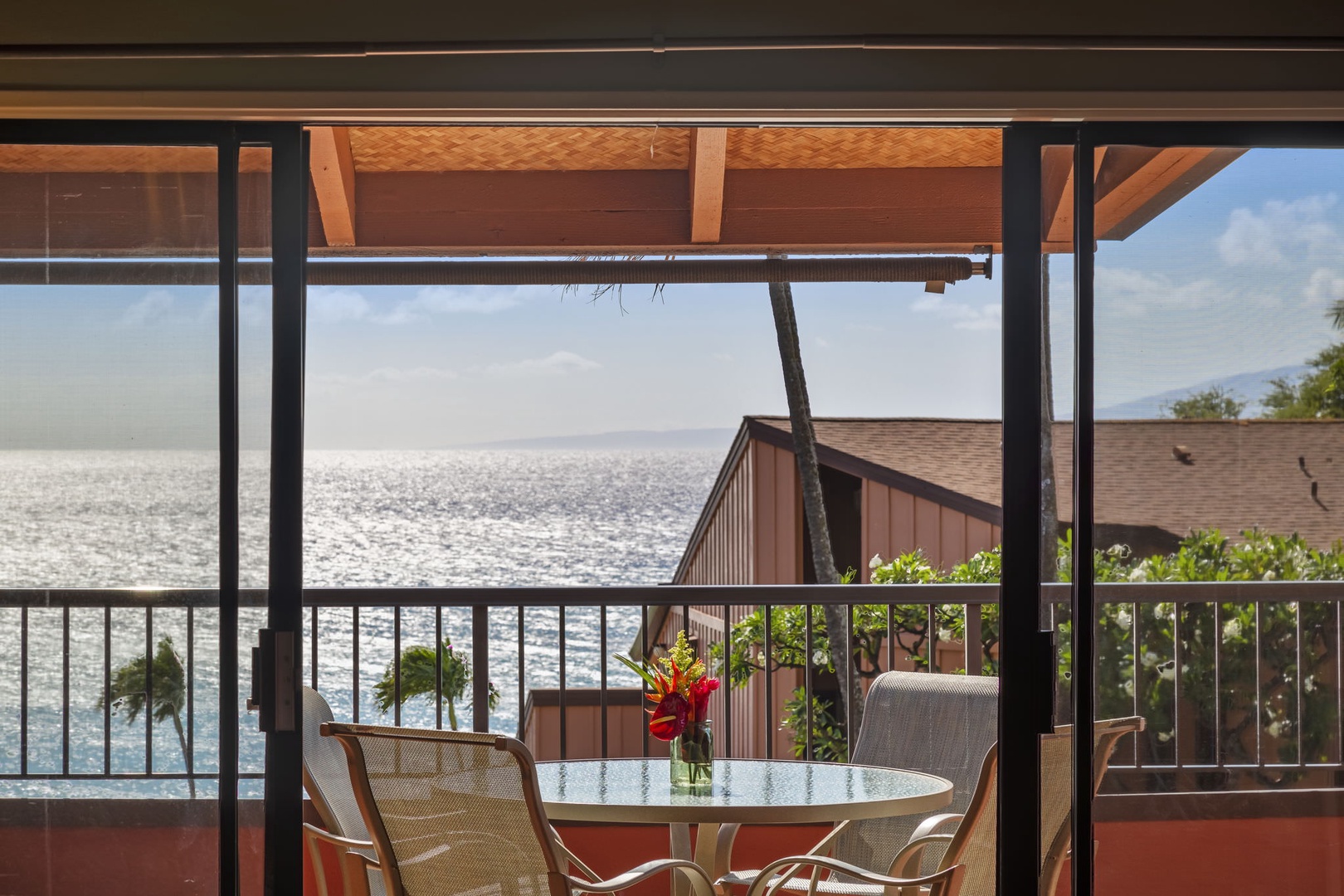 Outdoor seating in the balcony with amazing ocean views