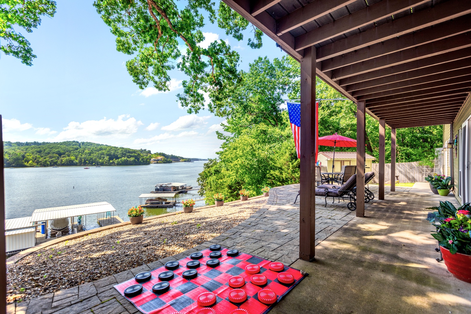 Unwind on the patio with comfortable lounging and fun outdoor games!