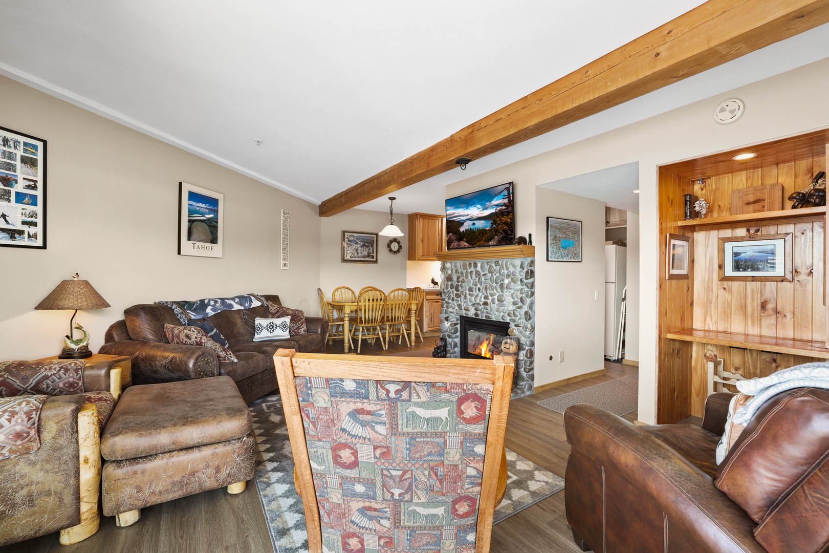 Living area with ample seating, deck, Smart tv, and sofa sleeper