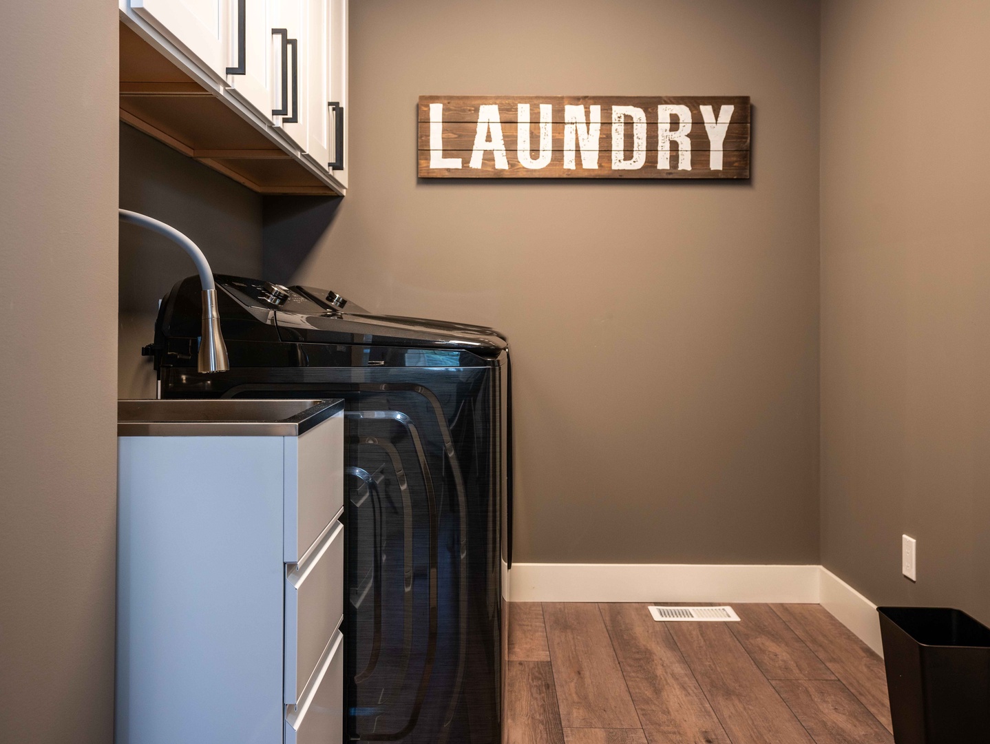 Private laundry is available for your stay, tucked away on the main level