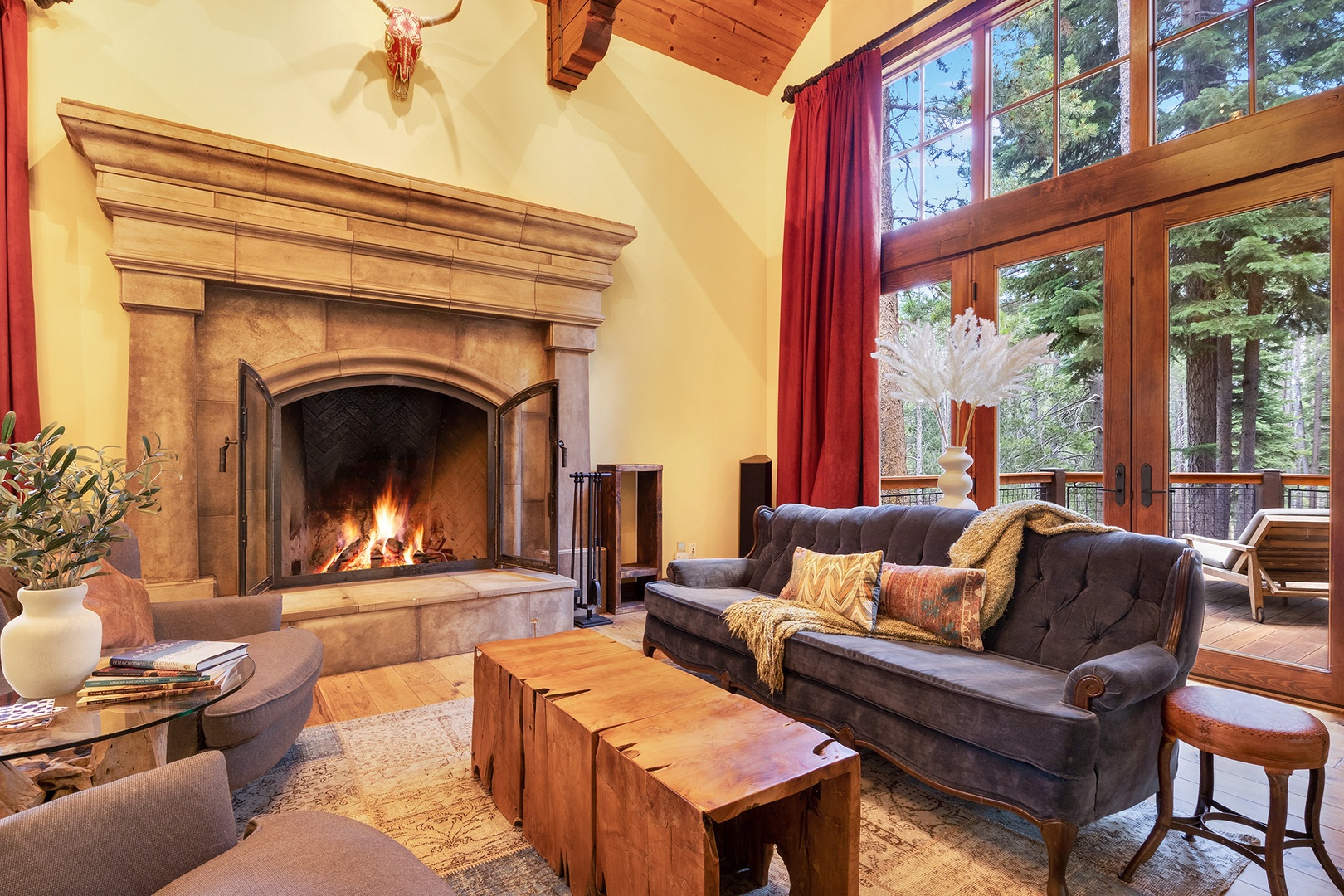 Sitting room with fireplace and cozy seating